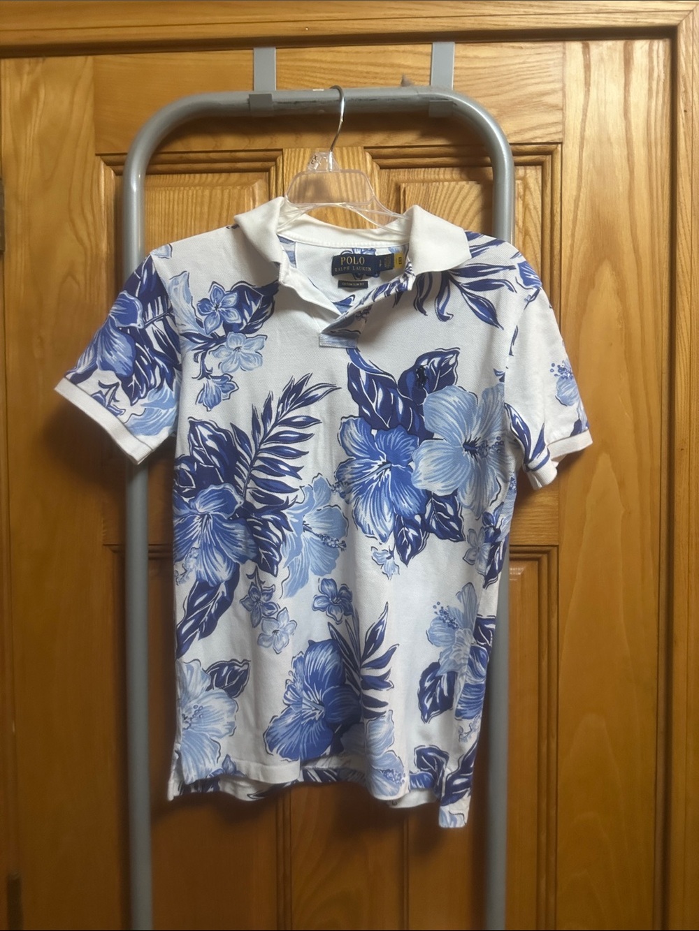 Ralph Lauren White Polo with Blue Floral Print